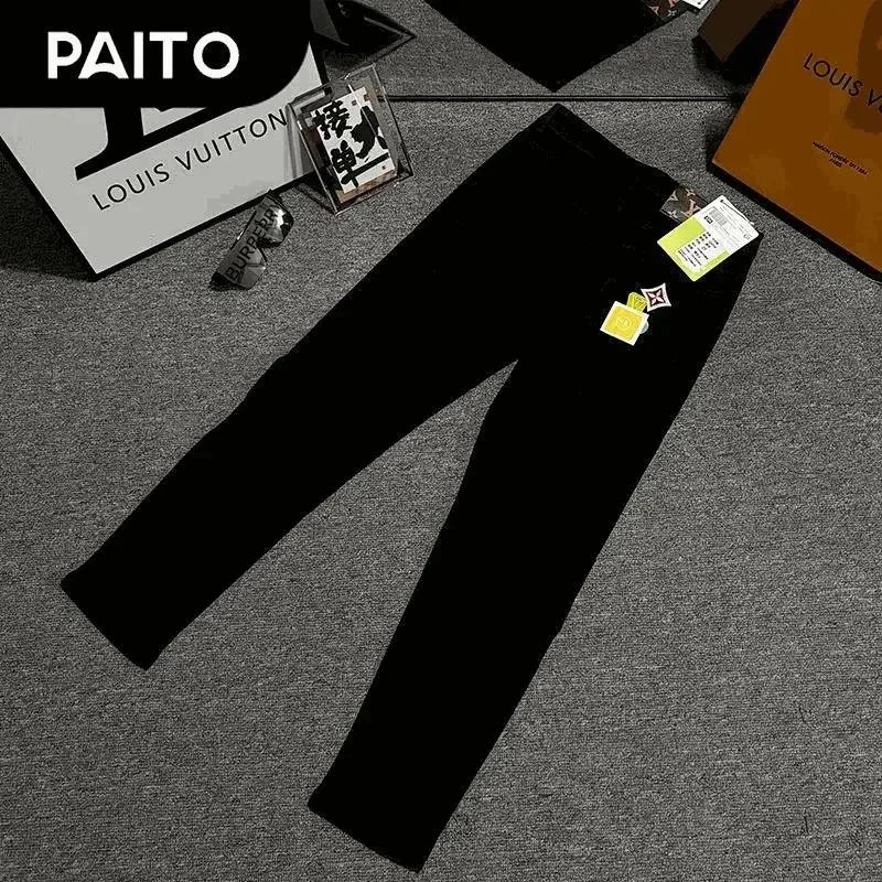 PAITO Black Slim-Fit Jeans with Embroidered Star Patch