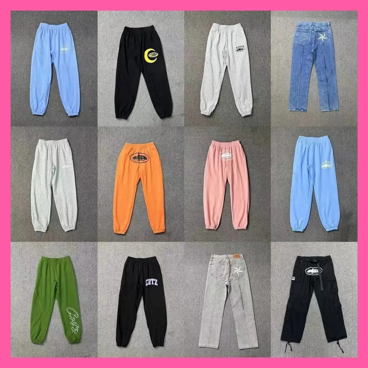 CRZ Logo-Embroidered Joggers - Black with Yellow Crescent Moon