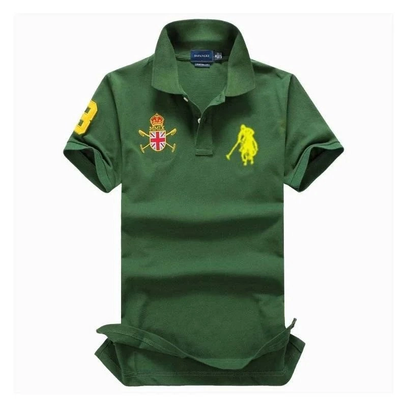 Ralph Lauren Polo Shirt Green with Crest and Yellow Pony Logo