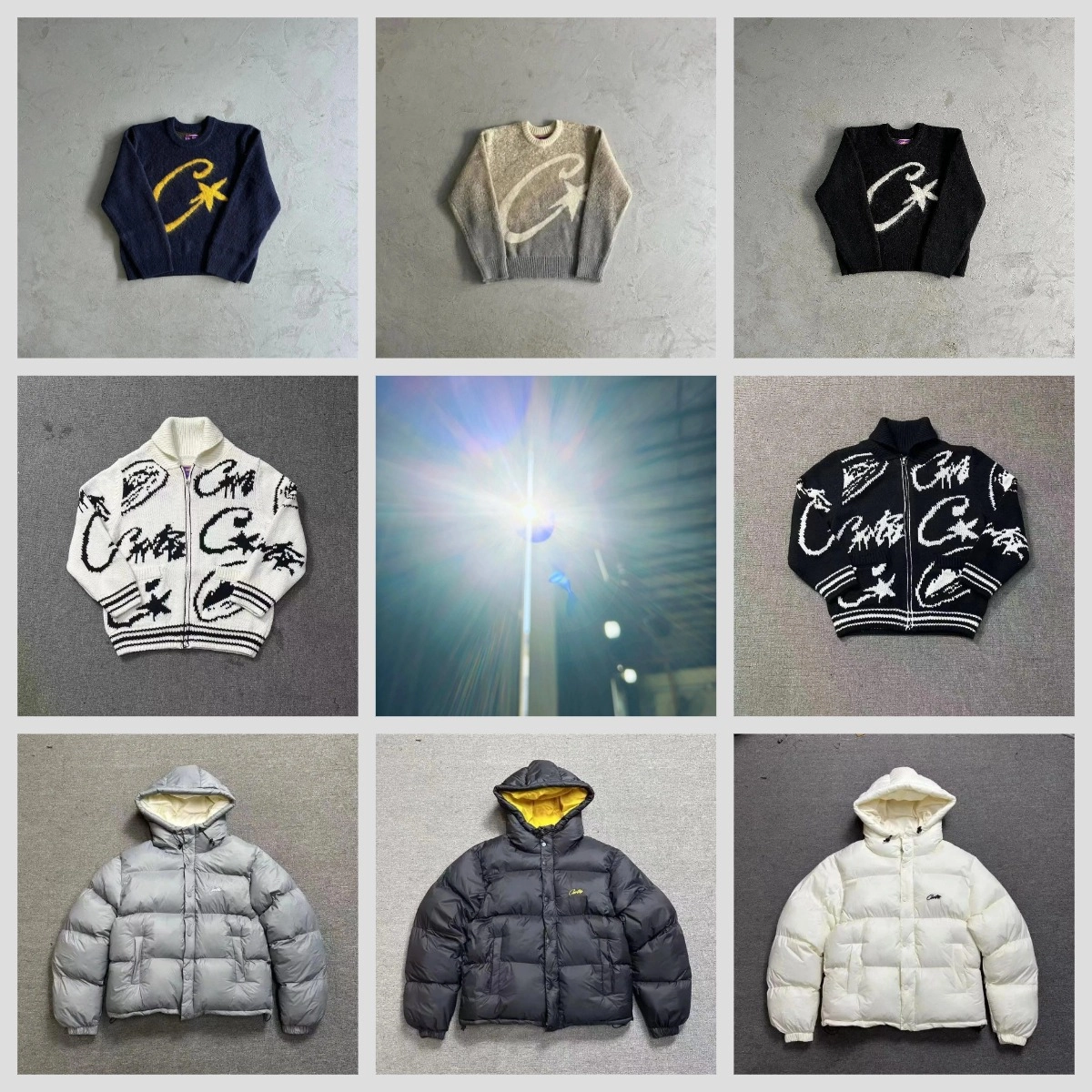 Celine C-Logo Knit Sweater Navy with Yellow Star Motif