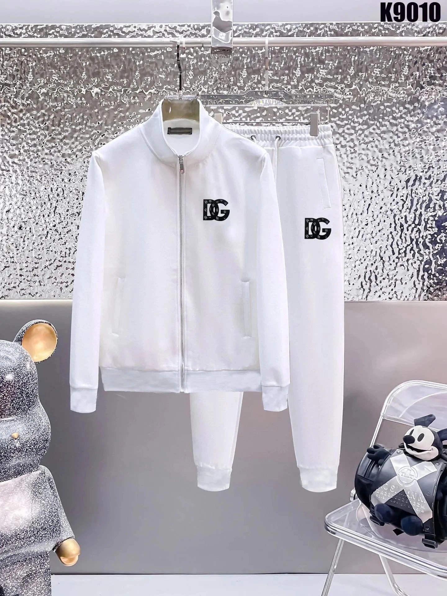 Dolce & Gabbana White Logo-Embellished Track Suit Set K9010