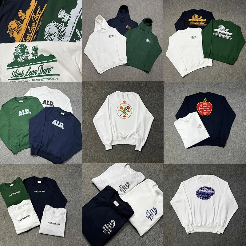 Aime Leon Dore Green Globe Logo Sweatshirt - Vintage Graphic Design