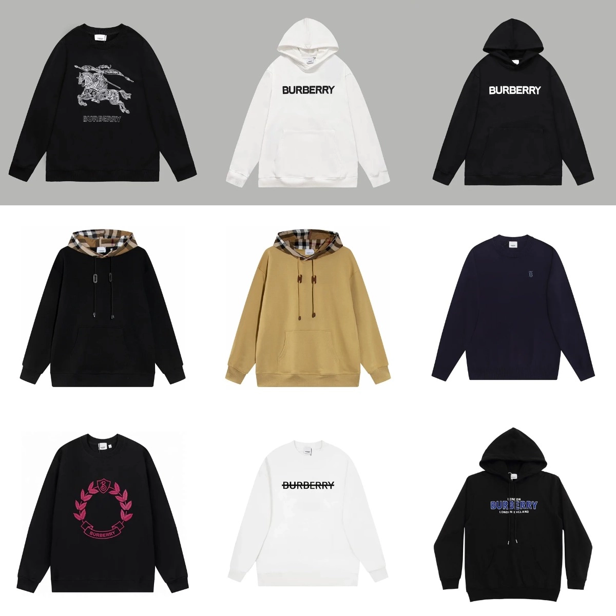 Burberry Knight Embroidered Black Hoodie with Logo