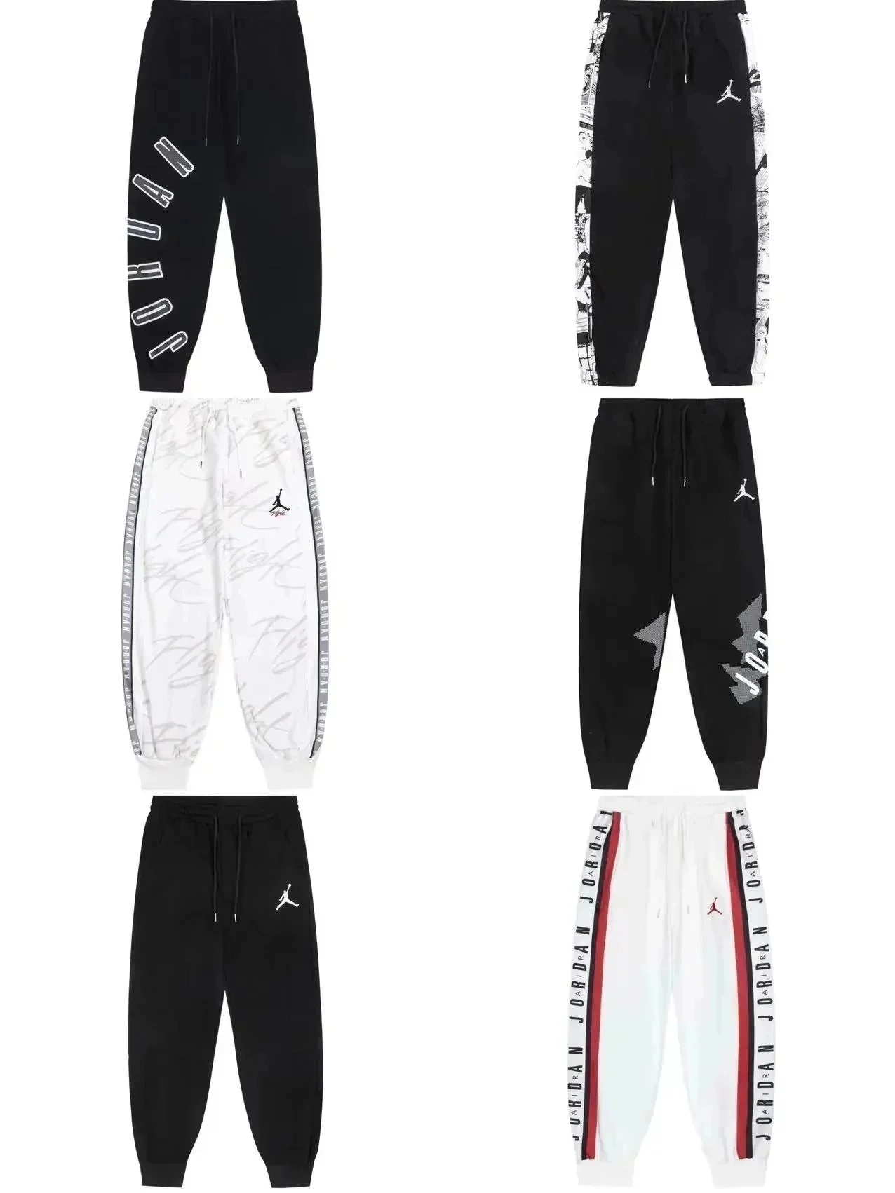 Jordan Brand Graphic Joggers - Black/White with Side Tape Design