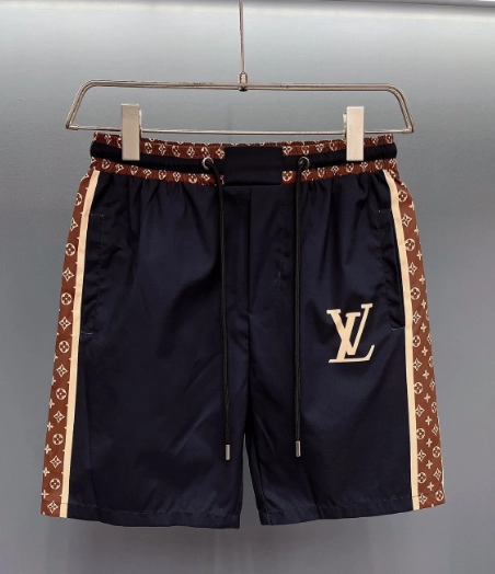 Louis Vuitton Monogram Stripe Navy Swim Shorts with LV Logo