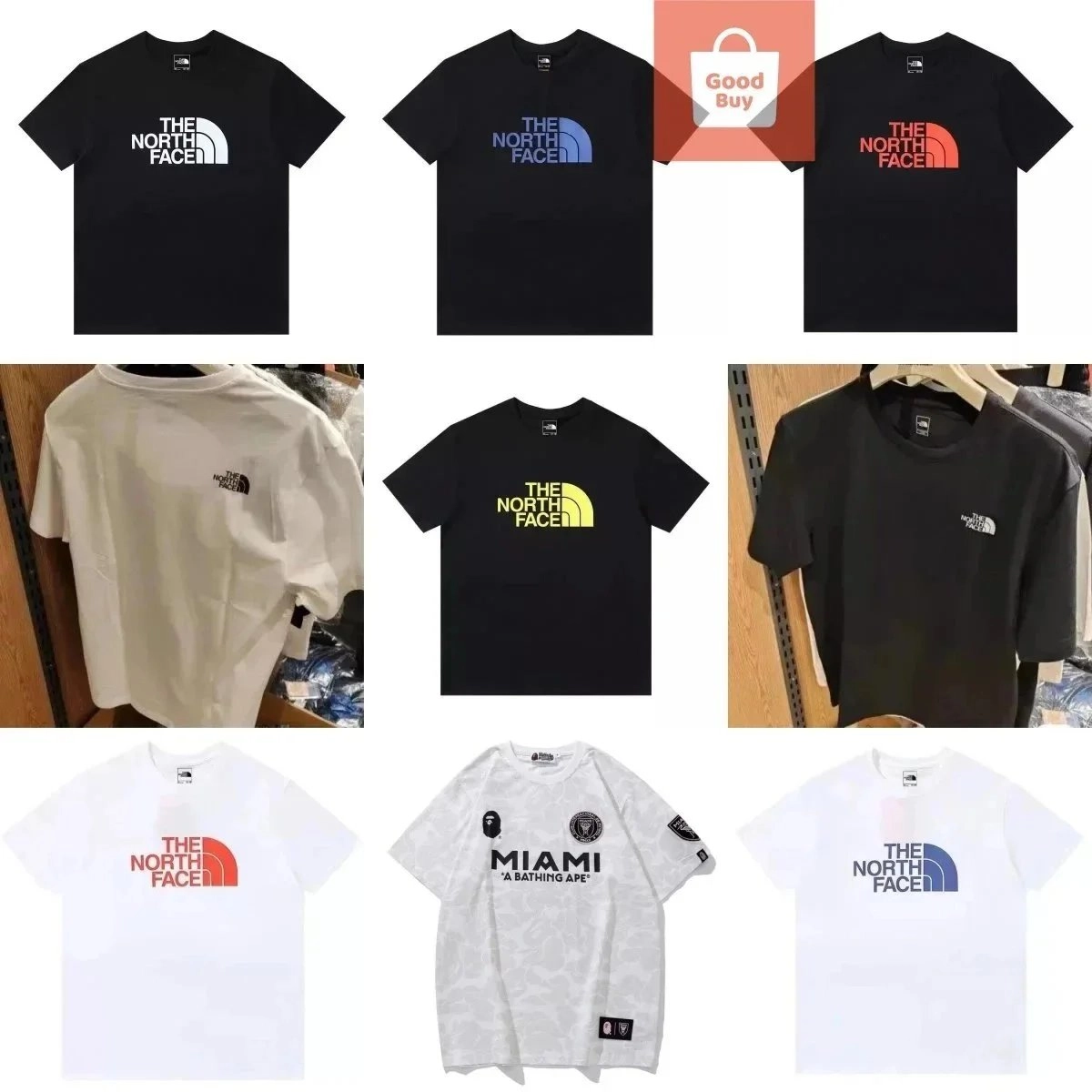 The North Face Half Dome Logo T-Shirt Black White Blue Red Yellow