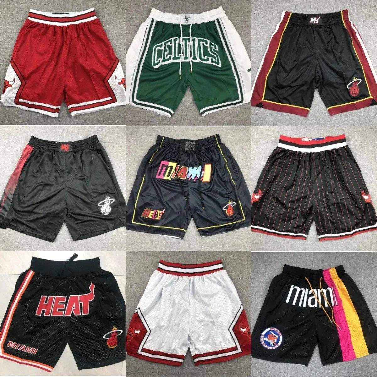 Mitchell & Ness Miami Heat Retro Mesh Shorts - Black Red Pinstripe