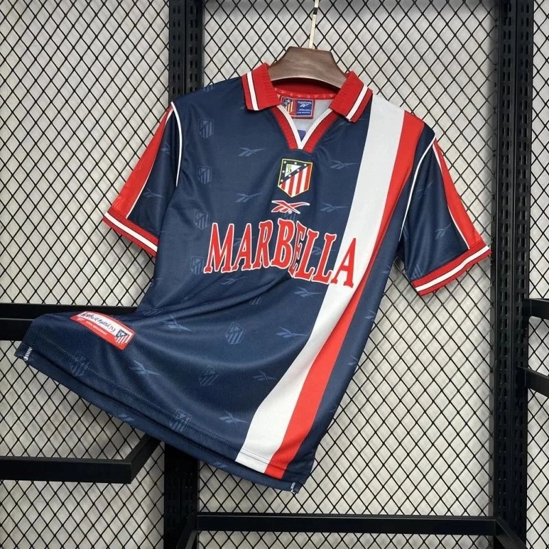 Atletico Madrid 1996-97 Marbella Away Jersey Navy Red White