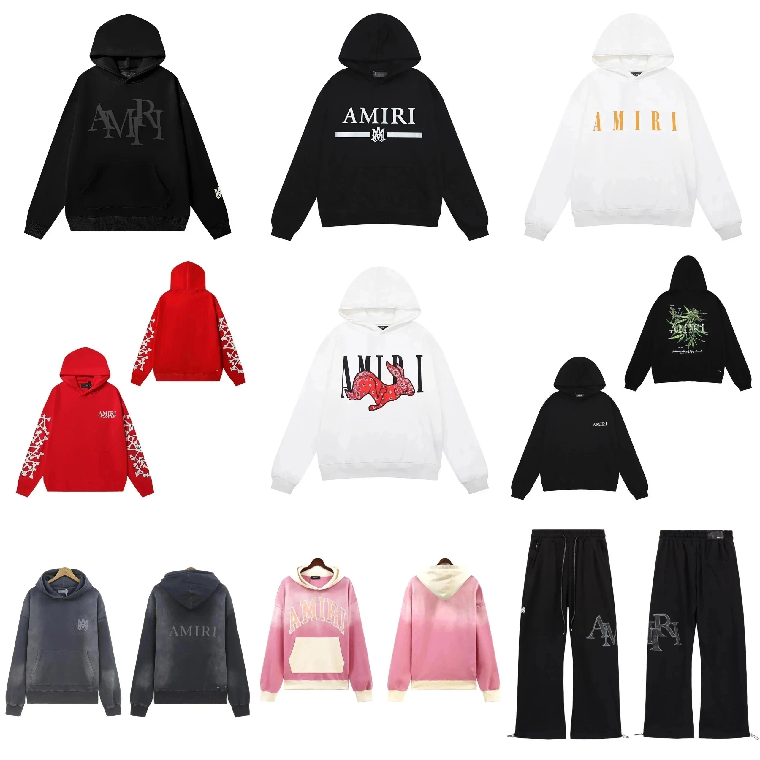 AMIRI Rabbit Graphic Hoodie White with Red Bandana Print