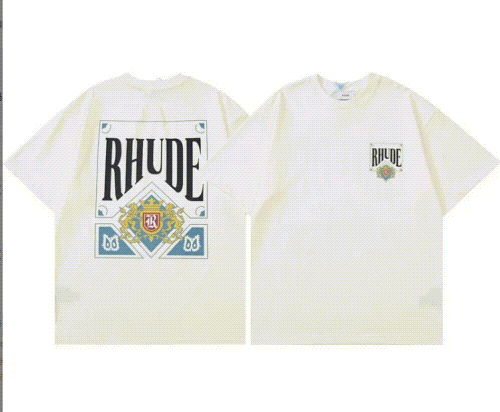 RHUDE Oversized Graphic T-Shirt Cream with Ornate Logo Print