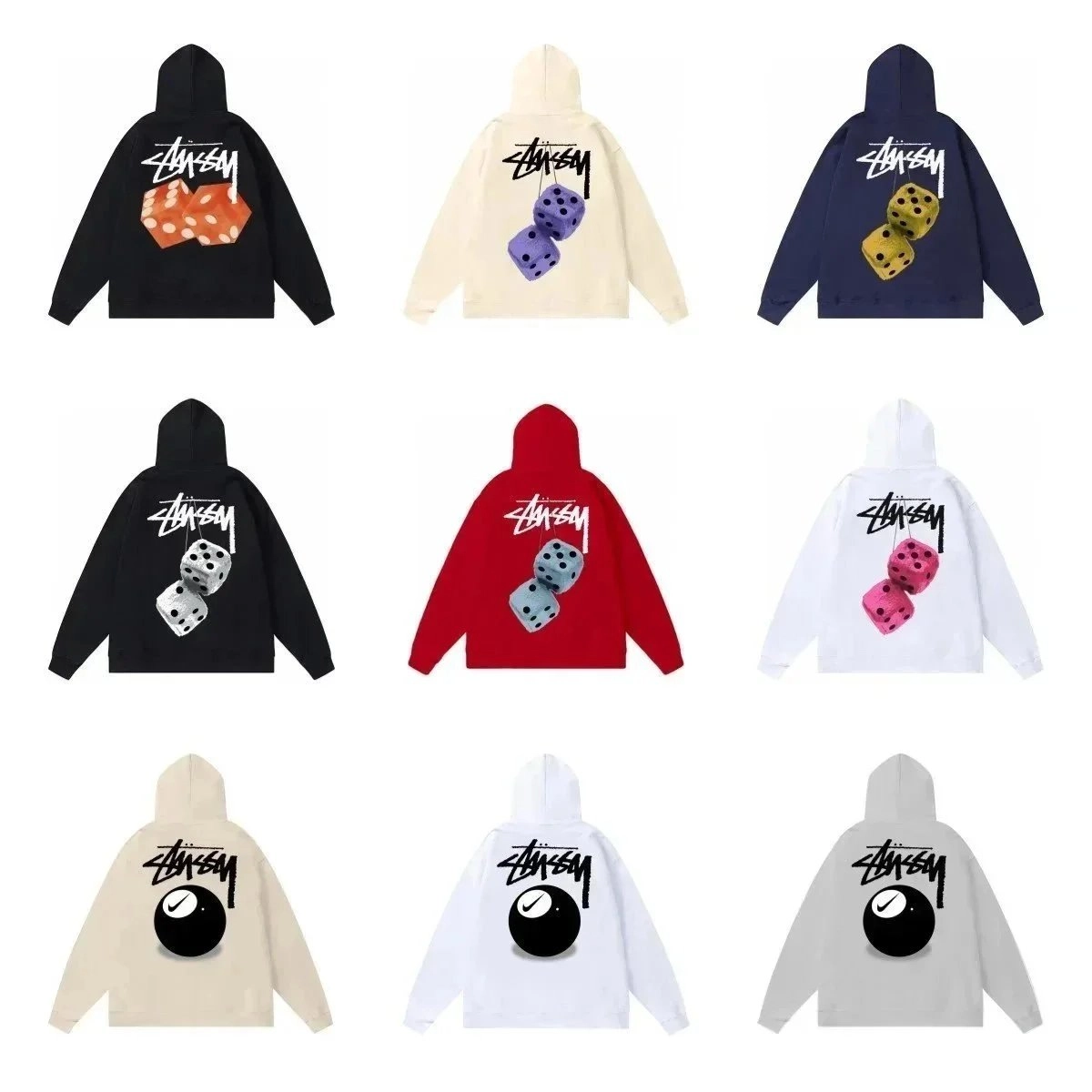 Stussy Dice Graphic Hoodie - Black Orange D6 Print