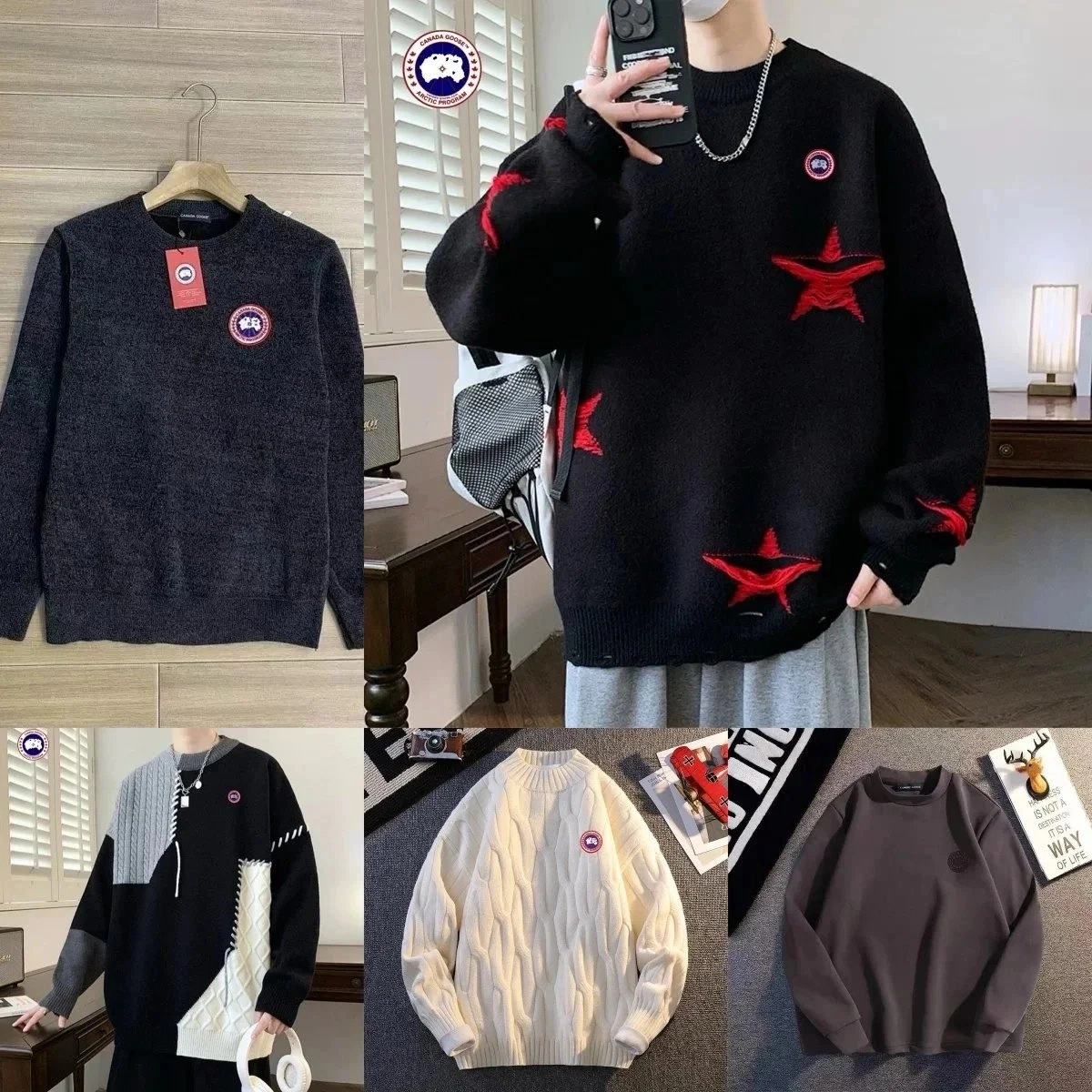Canada Goose Arctic Program Star Embroidery Knit Sweater Black