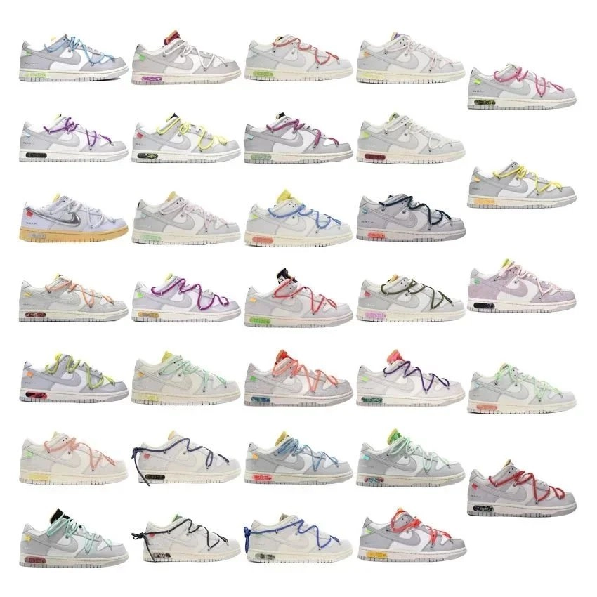 Nike Dunk Low Off-White 'The 50' Grey Multi-Color Deconstructed Sneakers