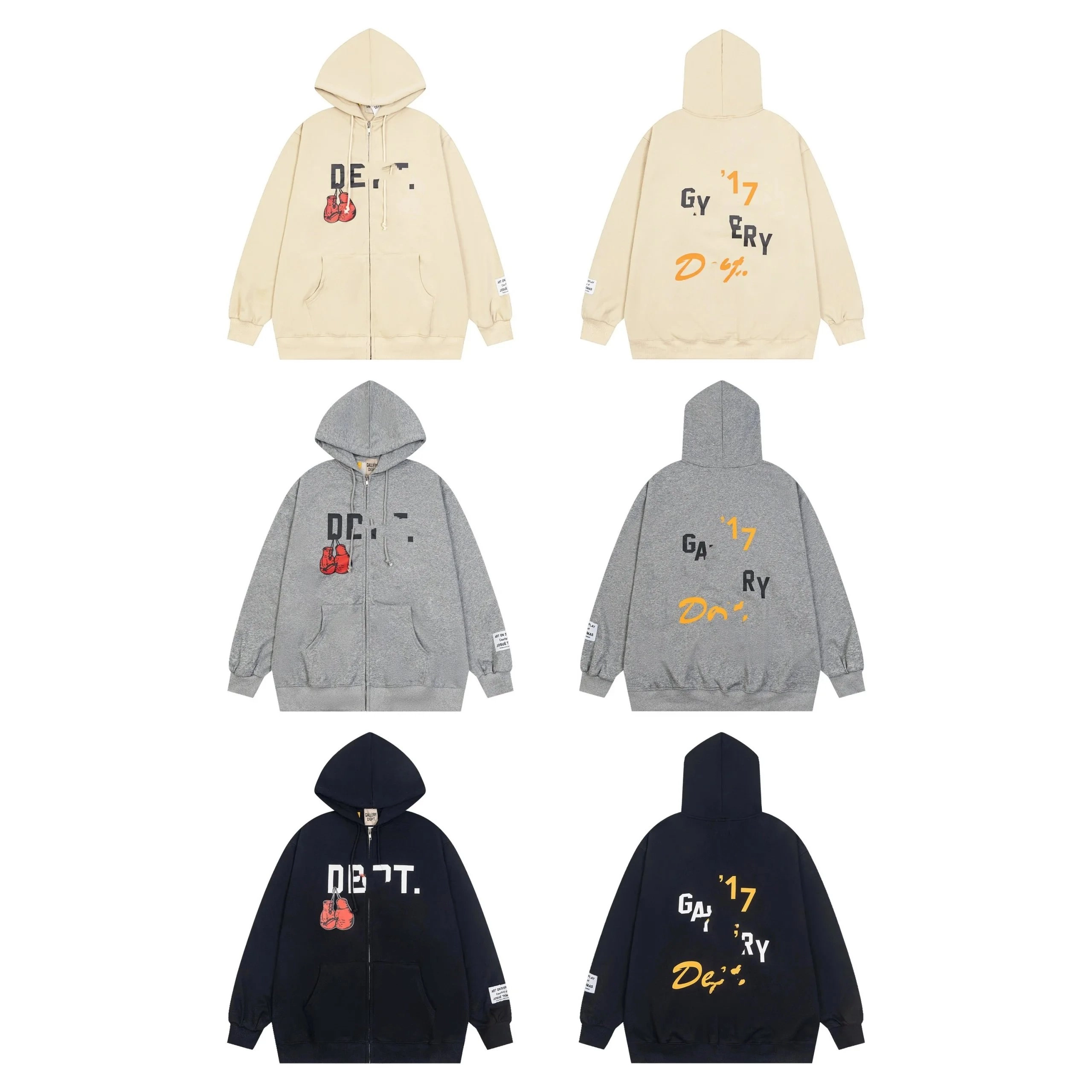 DEPT. Gallery Dept Boxing Gloves Zip-Up Hoodie - Beige