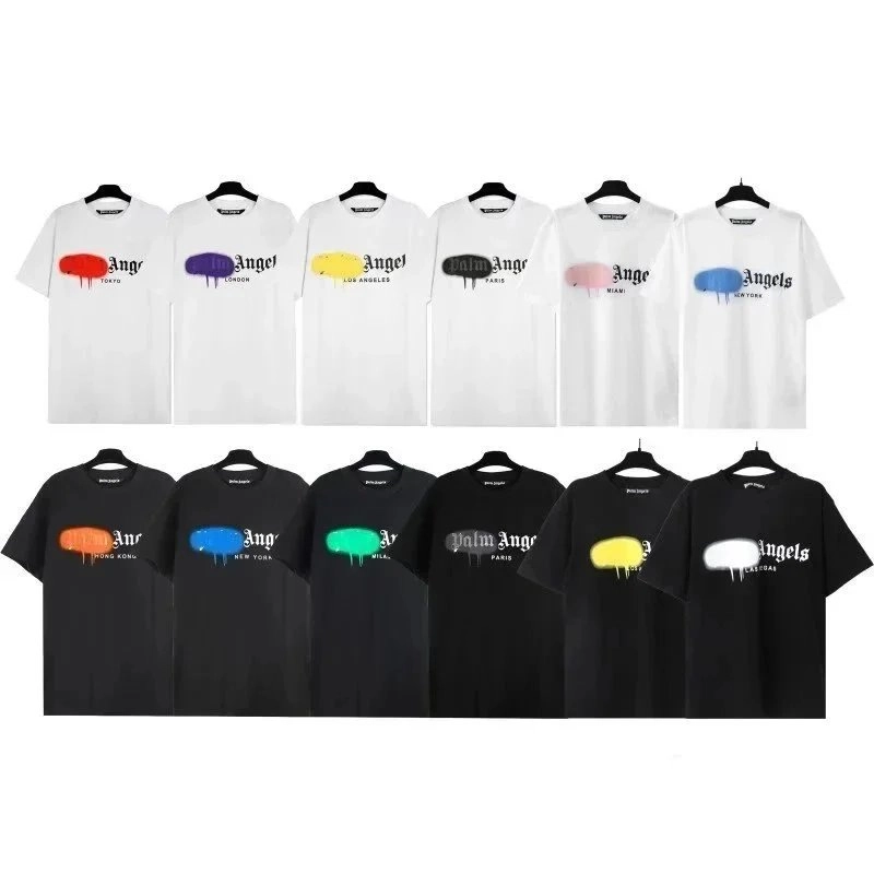 Palm Angels Dripping Paint Logo T-Shirt - White/Black