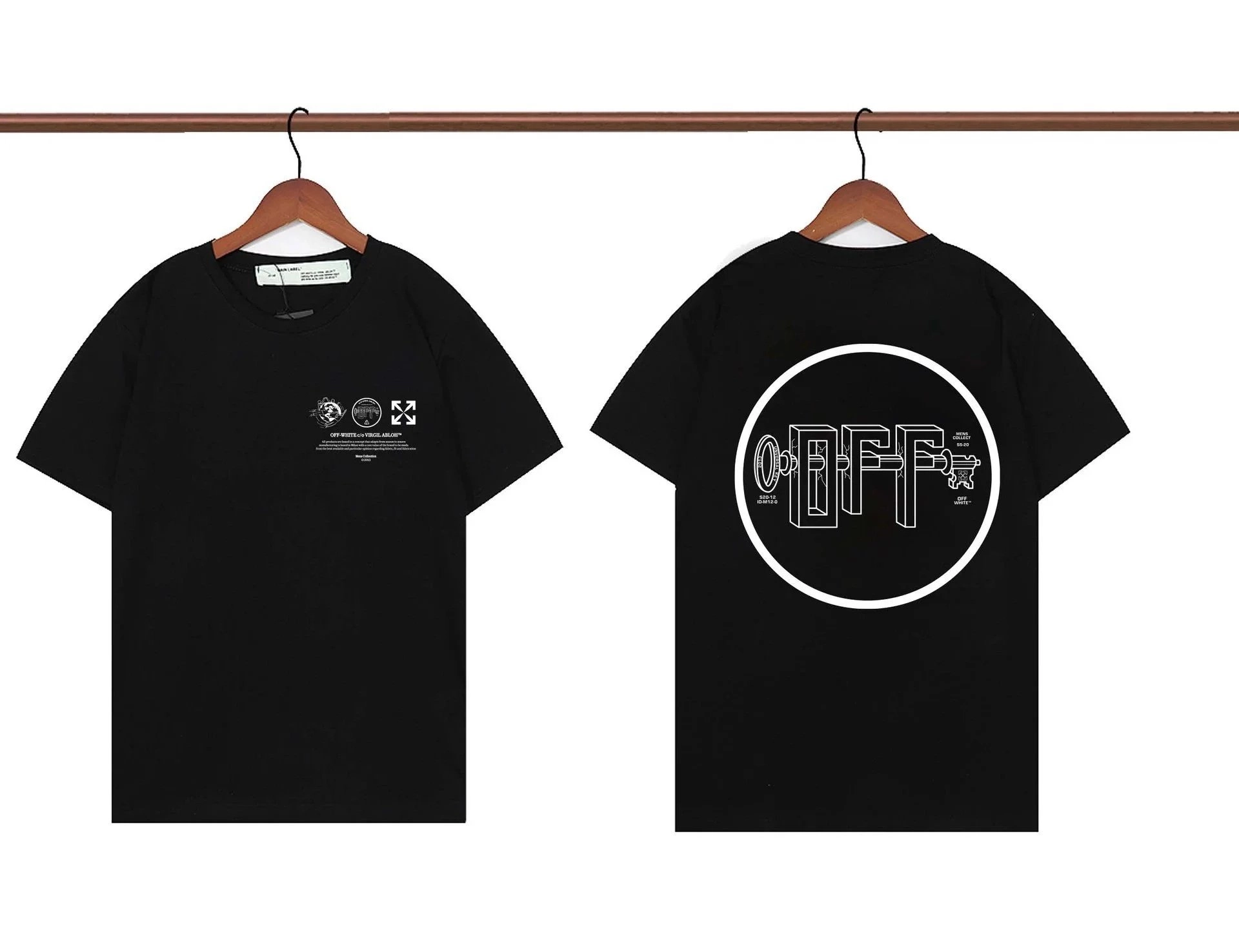 Off-White Virgil Abloh Black T-Shirt with Circle Logo Print