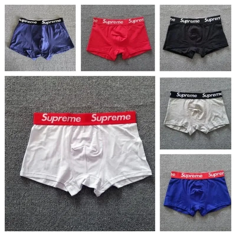 Supreme Boxer Briefs Cotton Underwear with Logo Waistband