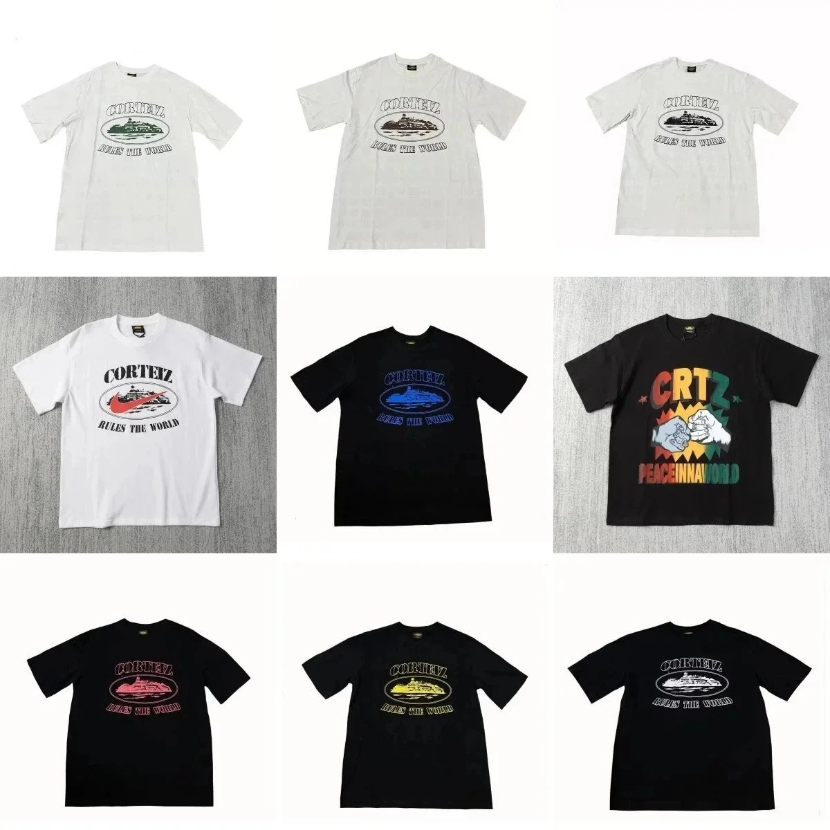 CORTEZ Rules the World Graphic T-Shirt - Black with Rainbow CRTZ Fist Design