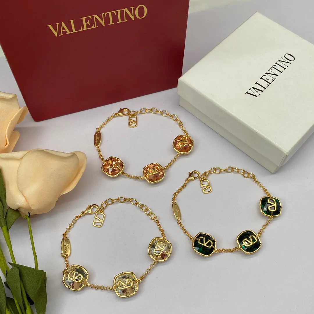 Valentino VLogo Crystal Charm Bracelet Set - Gold Tone