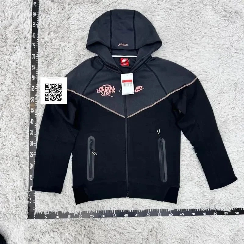 Nike Sportswear Tech Fleece Hoodie Black with Pink Graffiti Logo