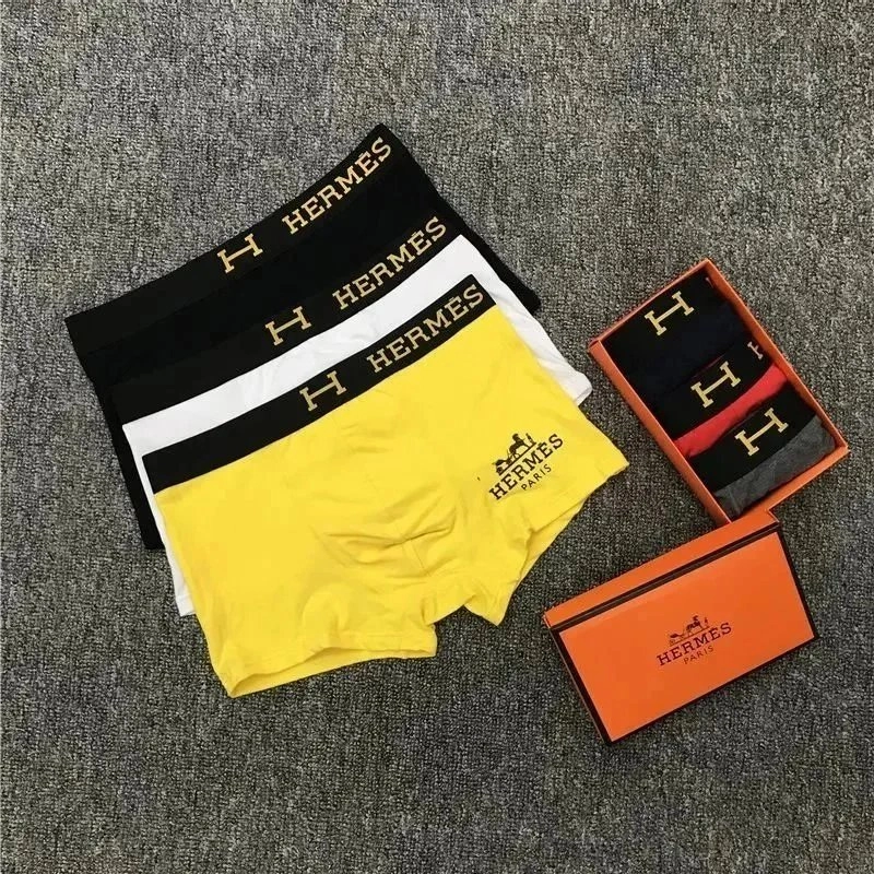 Herm&egrave;s Men's Logo Waistband Boxer Briefs - Yellow Black White