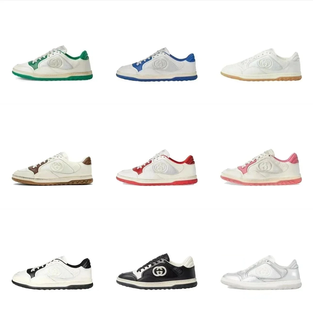 Gucci Rhyton Leather Sneaker White Green Blue Red Black Silver