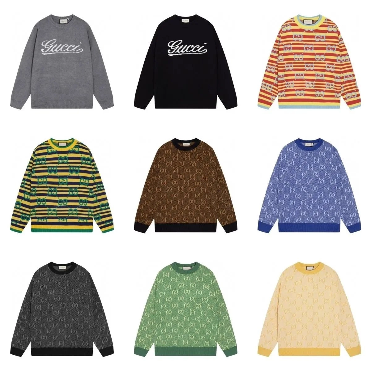 Gucci GG Pattern Knit Sweater in Multicolor Striped Design