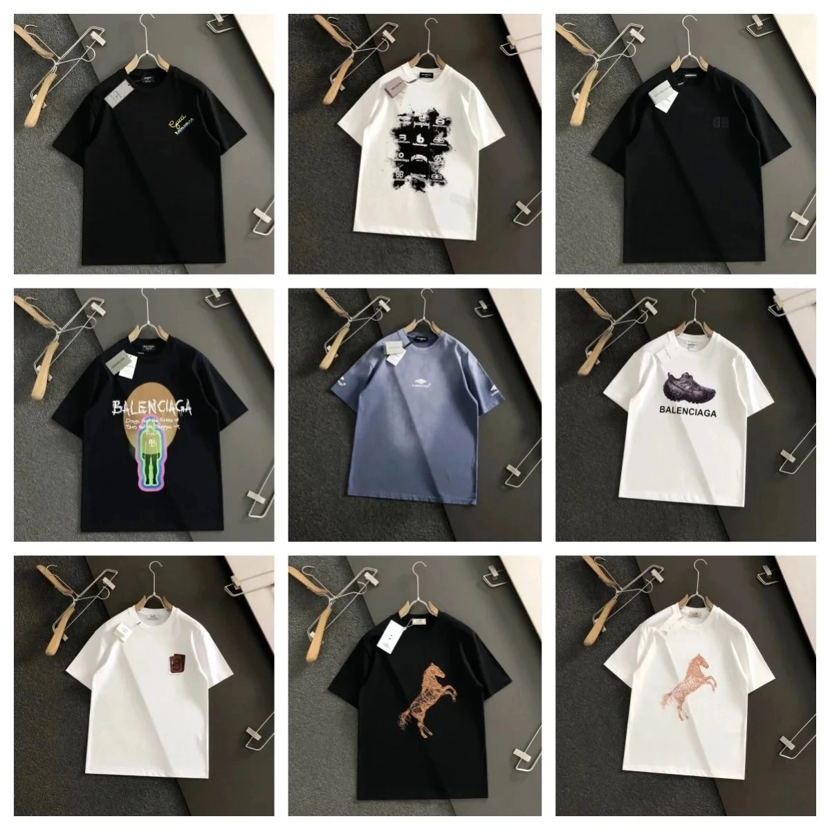 Balenciaga Horse Embroidery Black T-Shirt Premium Cotton