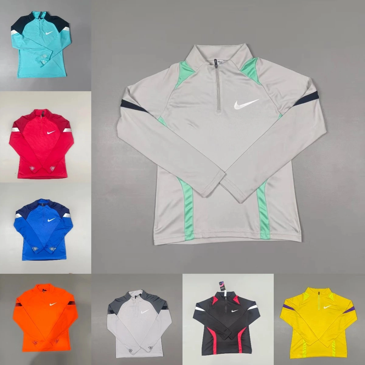 Nike Element Half-Zip Running Top - Light Gray with Mint Accents