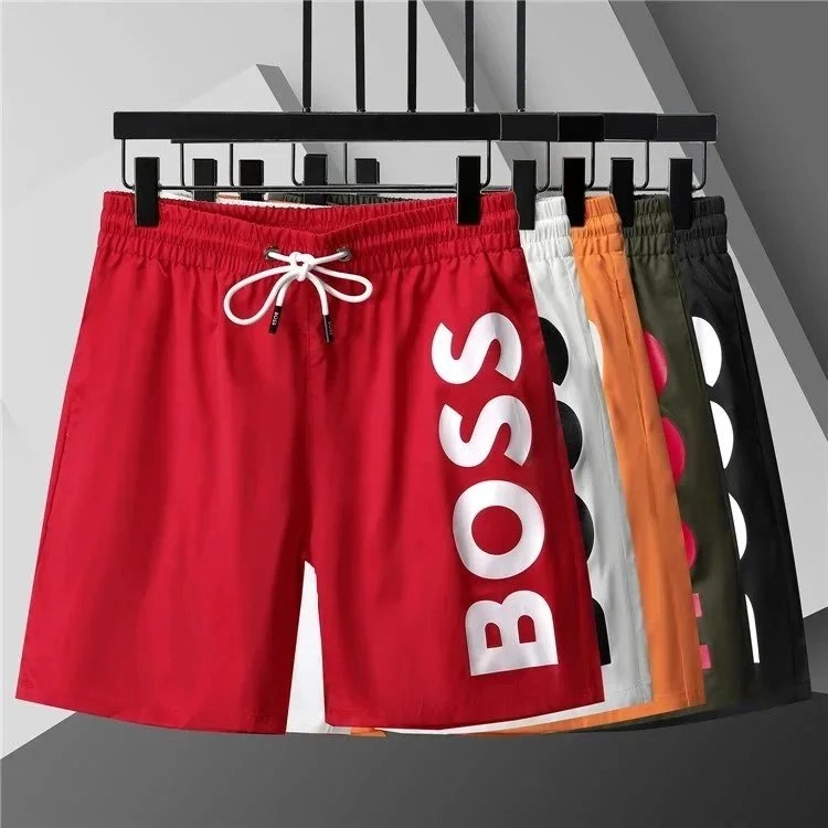 BOSS Bold Logo Swim Shorts - Red with White Drawstring