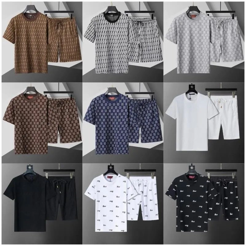 Fendi FF Logo Print Cotton Set - Brown Patterned Short Sleeve T-Shirt and Shorts