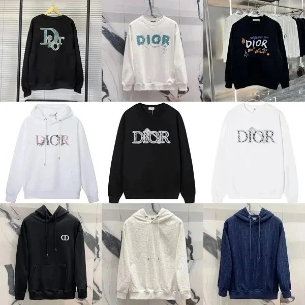Dior Embroidered Logo Hoodie - Black White Navy Color Options