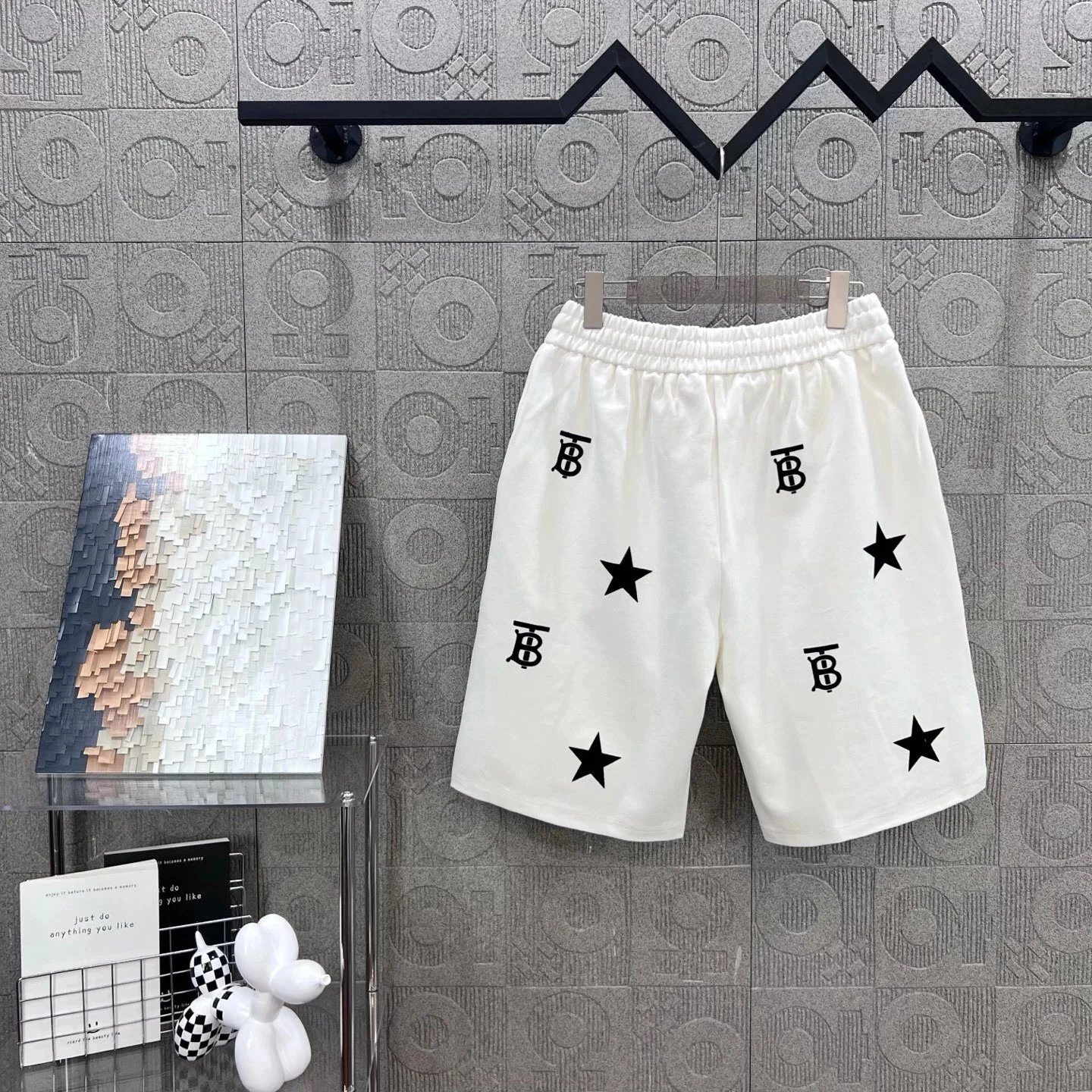 Burberry Monogram Star Print Cotton Shorts - White