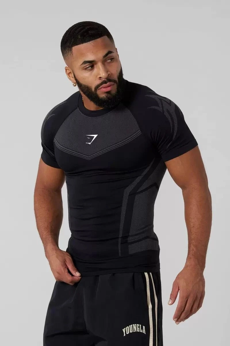 Gymshark Apex Compression T-Shirt Black Mesh Panel