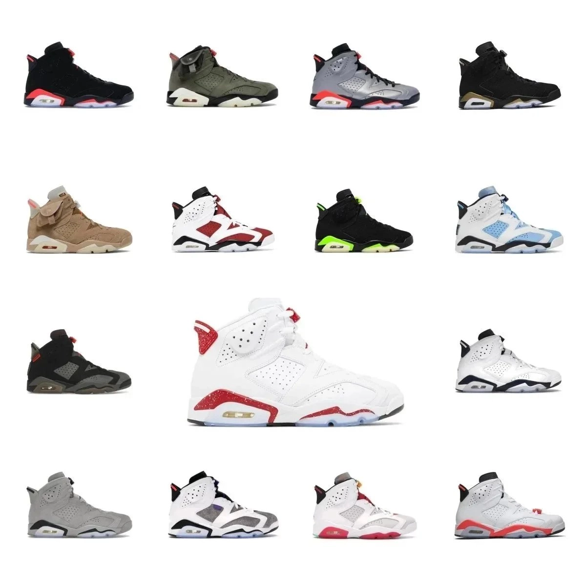 Nike Air Jordan 6 Retro White Red Glitter Metallic