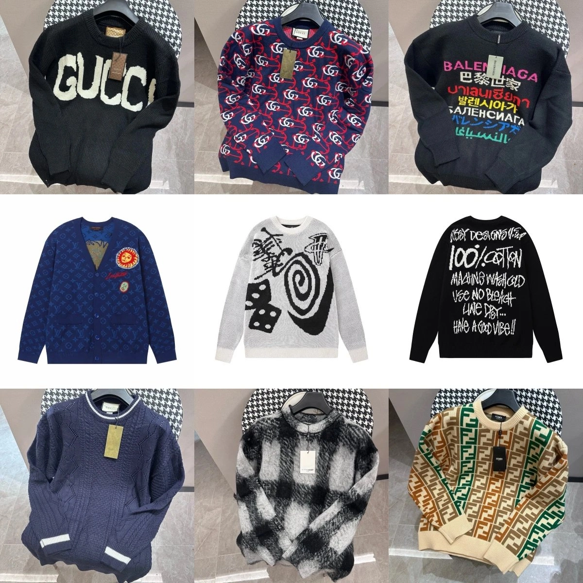 Gucci Oversized Knit Sweater with Bold White Logo Black