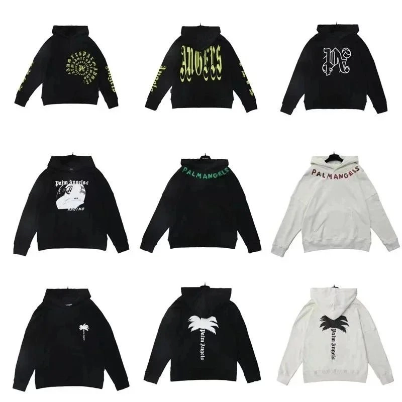 Palm Angels Black Hoodie with Neon Green 'Angels' Back Print