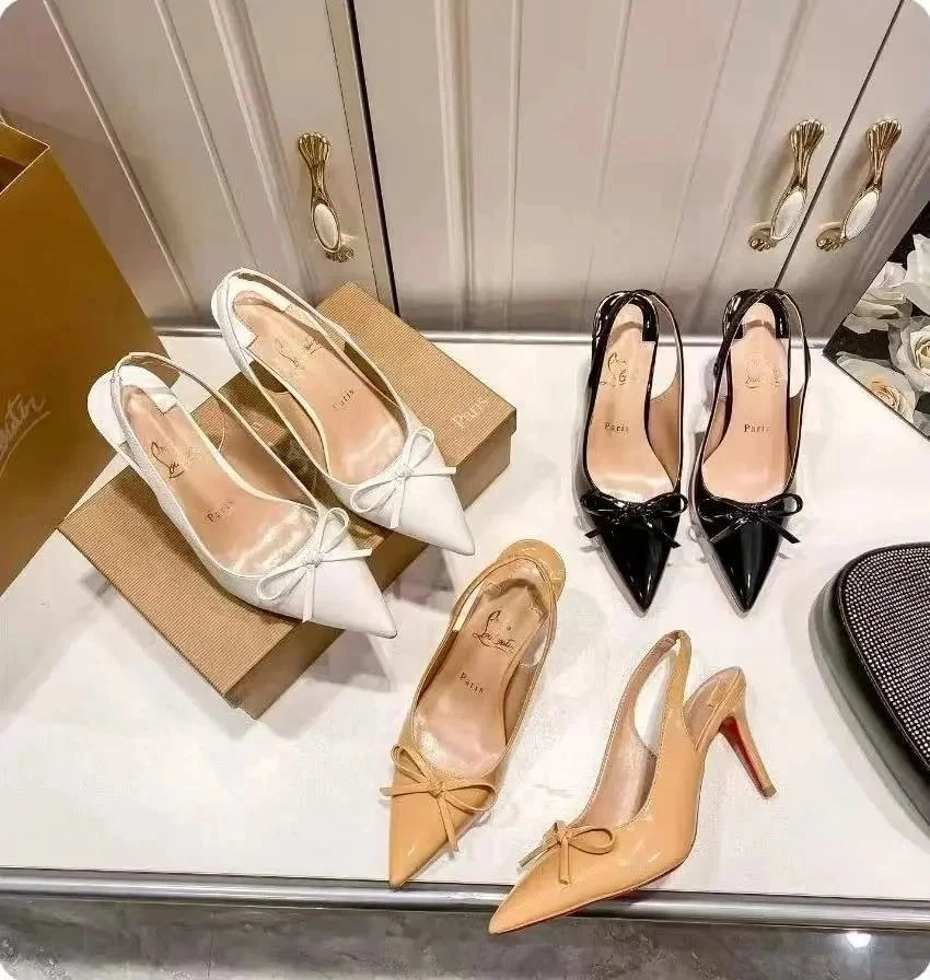 Christian Louboutin Pigalle Follies Bow Slingback Heels - White
