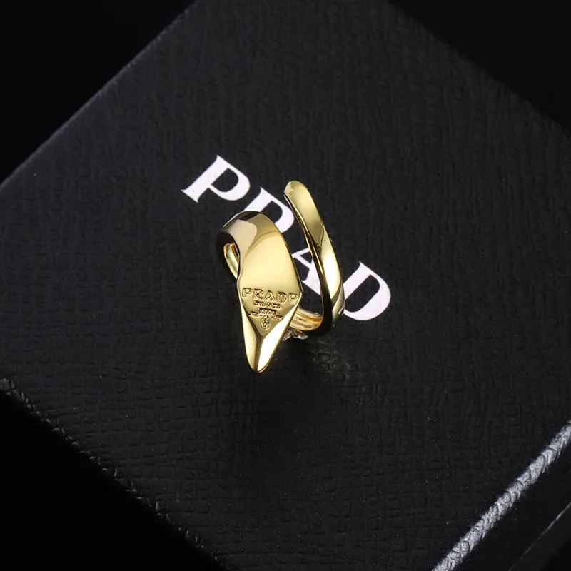 Prada Gold-Tone Snake-Head Ring with Engraved Logo