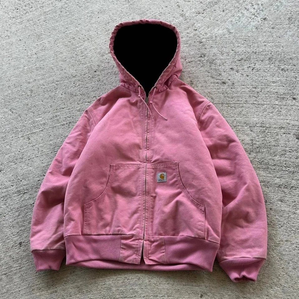 Carhartt Active Jac Pink Hooded Work Jacket with Logo Patch