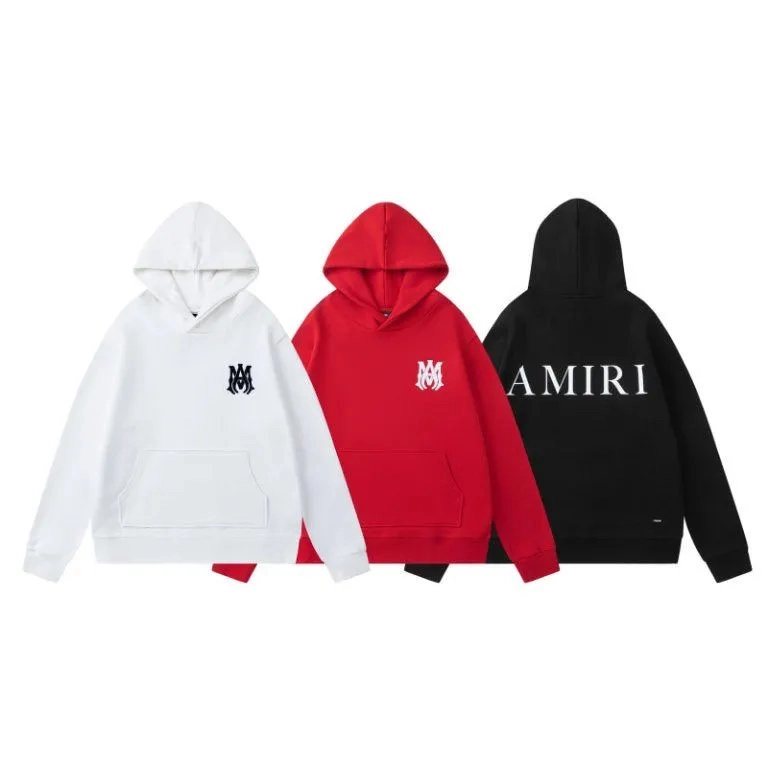 AMIRI Logo Hoodie - White Red Black Color Options with Embroidered MM Crest