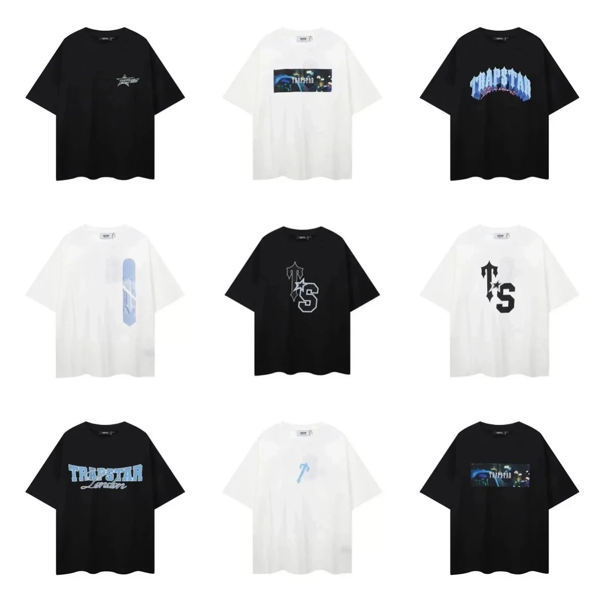 Trapstar London Oversized T-Shirt Black Blue Gradient Logo