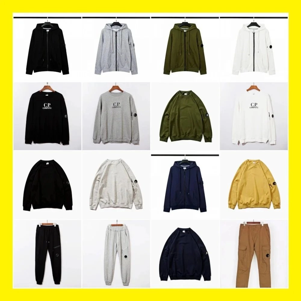 C.P. Company Logo Hoodie Zip-Up Olive Green with Lens Patch