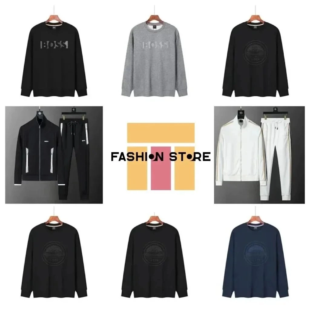 BOSS Embossed Logo Crewneck Sweatshirt - Black Premium Cotton