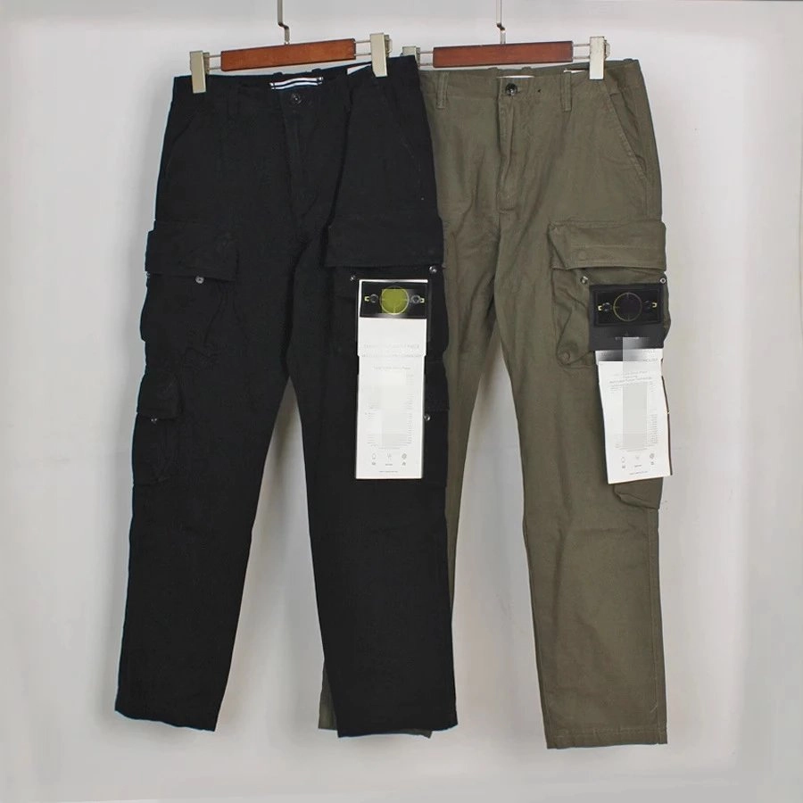 Stone Island Cargo Pants with Badge Pocket - Black/Olive
