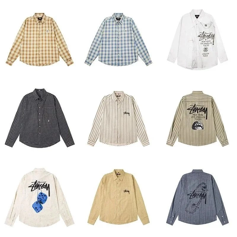 Stussy Classic Checkered Long Sleeve Shirt - Beige Plaid