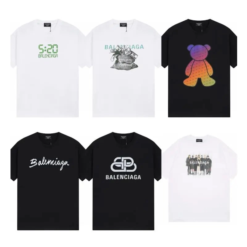 Balenciaga Rainbow Gradient Bear Graphic T-Shirt Black