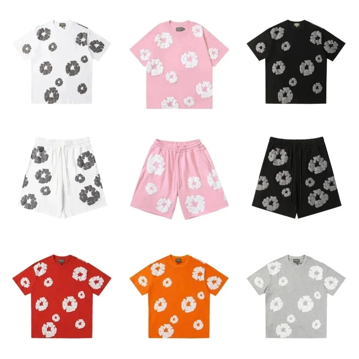 Comme des Gar&ccedil;ons CDG Flower Pattern 3D Appliqu&eacute; T-Shirt and Shorts Set
