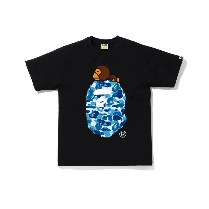 BAPE Blue Camo Baby Milo Ape Head T-Shirt Black