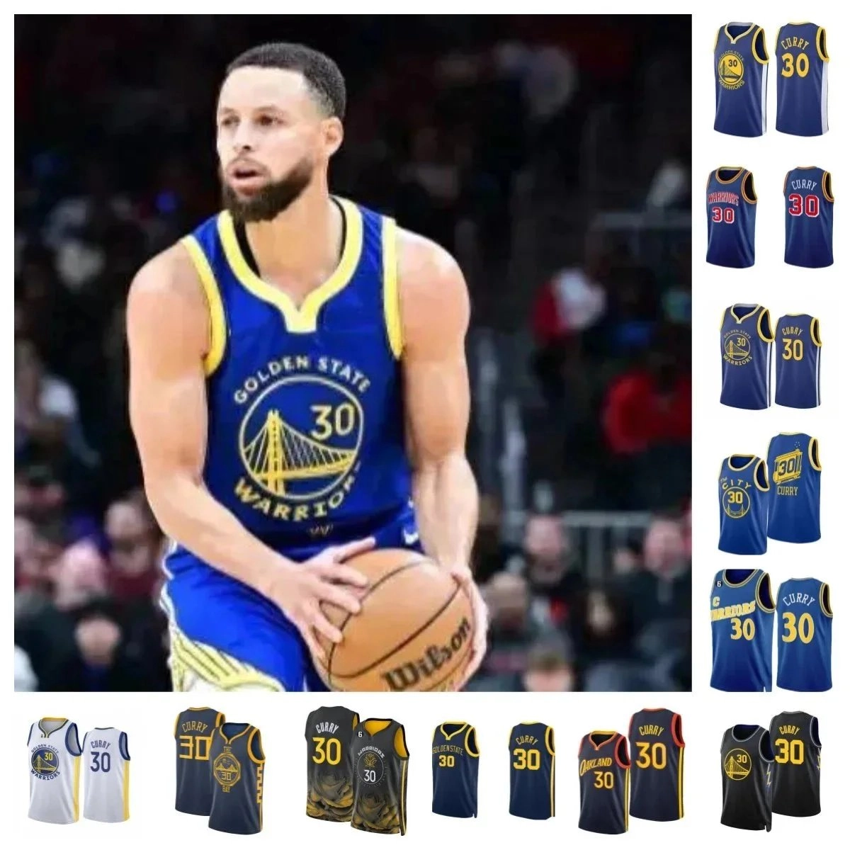 Stephen Curry #30 Blue Yellow Authentic Jersey